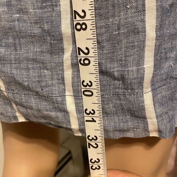 Blue & White Striped 100% Linen Light Casual Dress Mini-Dress Lou & Grey Size XS - Picture 3 of 9